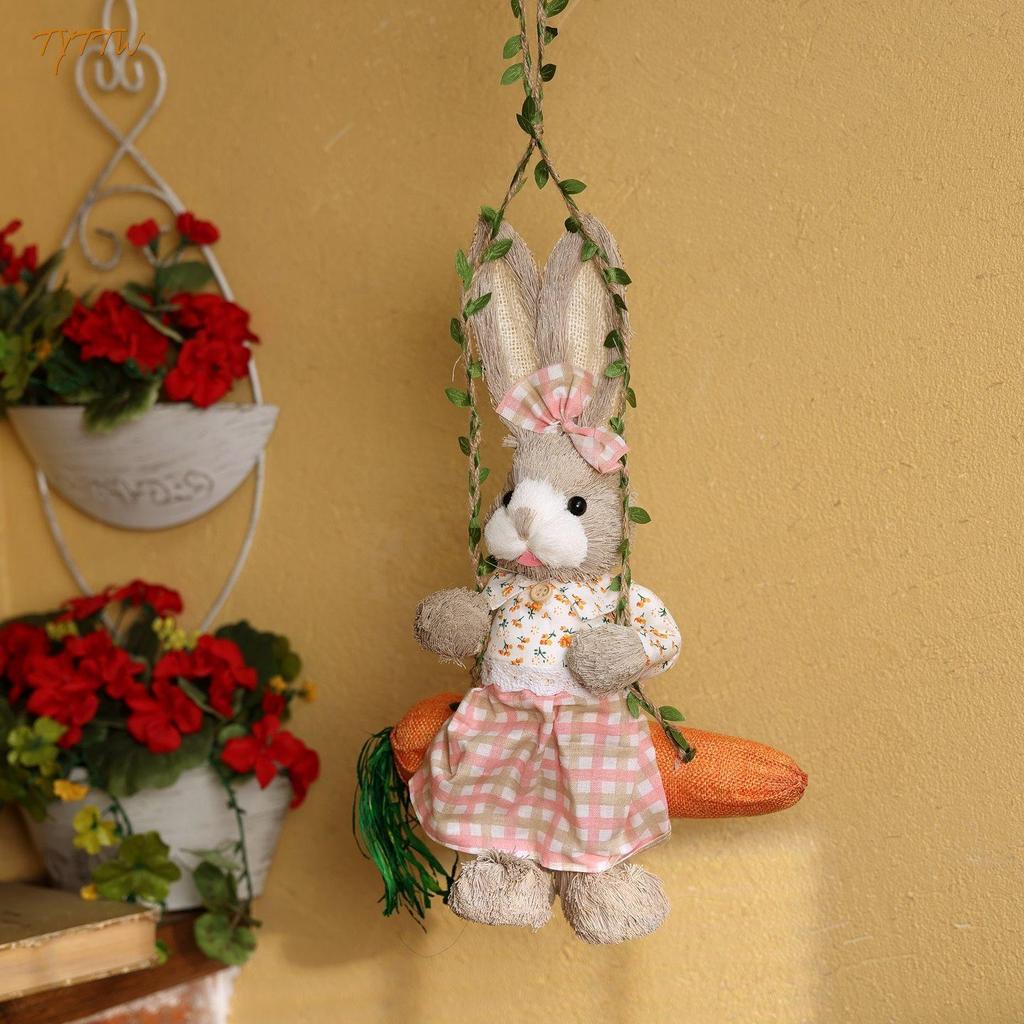 Handgefertigter gewebter Kaninchen-Hängeornament für Garten- und Balkondekoration