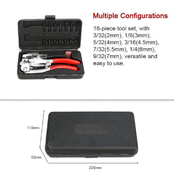 Sada kovových děrovaček, odolná ruční děrovačka od 3/32 do 23/32 palce pro hliník, mosaz a ocelový plech a další