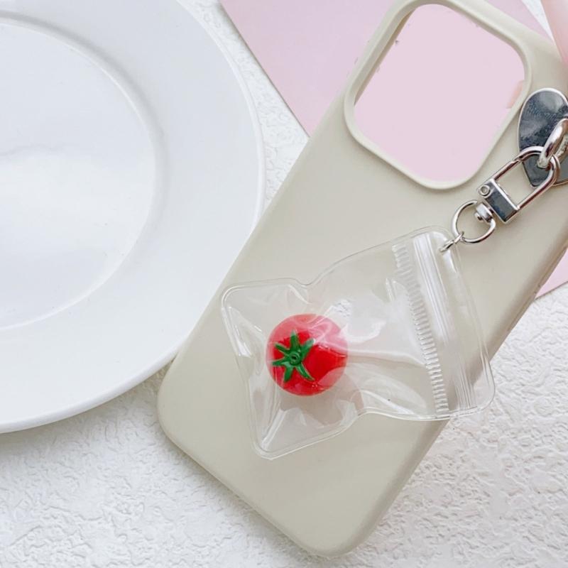 Chic Fruit Themed Clear Keychain Lovely Clear Fruit Bag Key Rings Unique Keychain Accessory Gift for Collectors