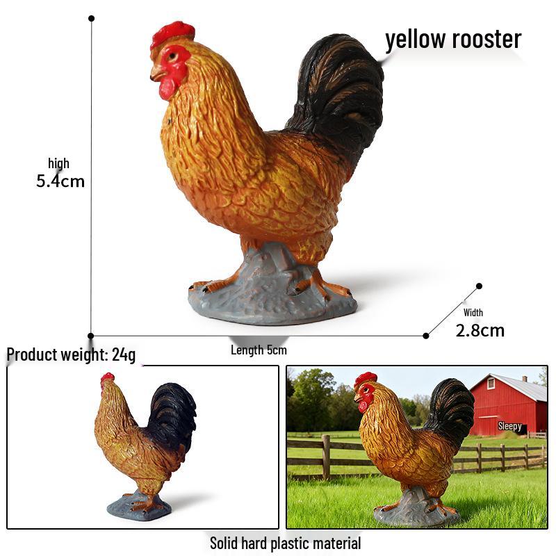 Kids' Farm Animal Toy Set: Rooster, Hen, Chick Figurines