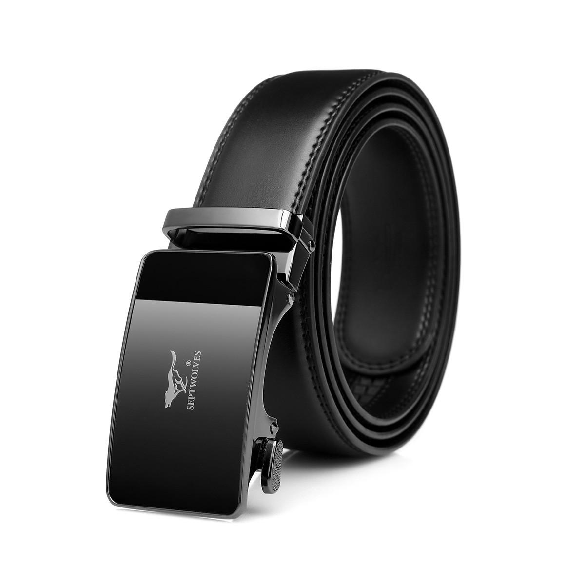 

Seven Wolves Men s Classic Leather Belt with Automatic Buckle - Versatile Gift for Business and Casual Wear 130 cm