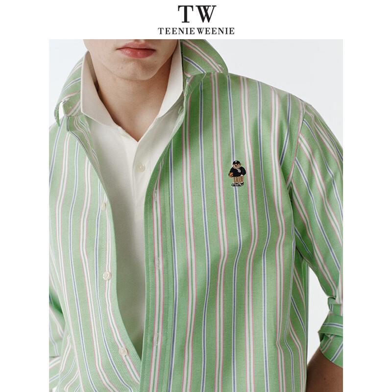 Teenie Weenie Men's Bear Embroidered Striped Long-Sleeve Shirt