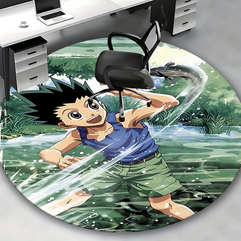 1 Stück Anime Cartoon Design Runder Teppich für Bürostuhlmatte, Rutschfester Teppich Geeignet für Heimdekoration, Wohnzimmer, Schlafzimmer, Spielzimmer