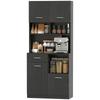 Mobile da cucina, Credenza con cassetto, Ante con chiusura ammortizzata, 80 x 35 x 180 cm, Nero