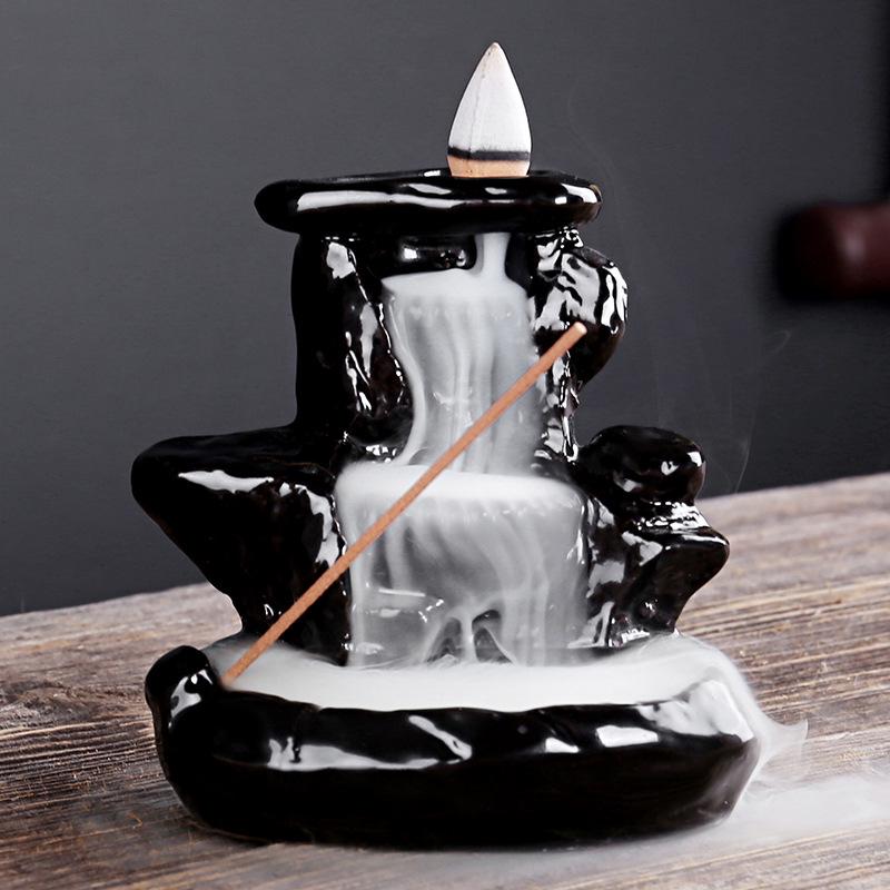 Creative Ceramic Buddha Hand Rockery Backflow Incense Burner for Home or Office