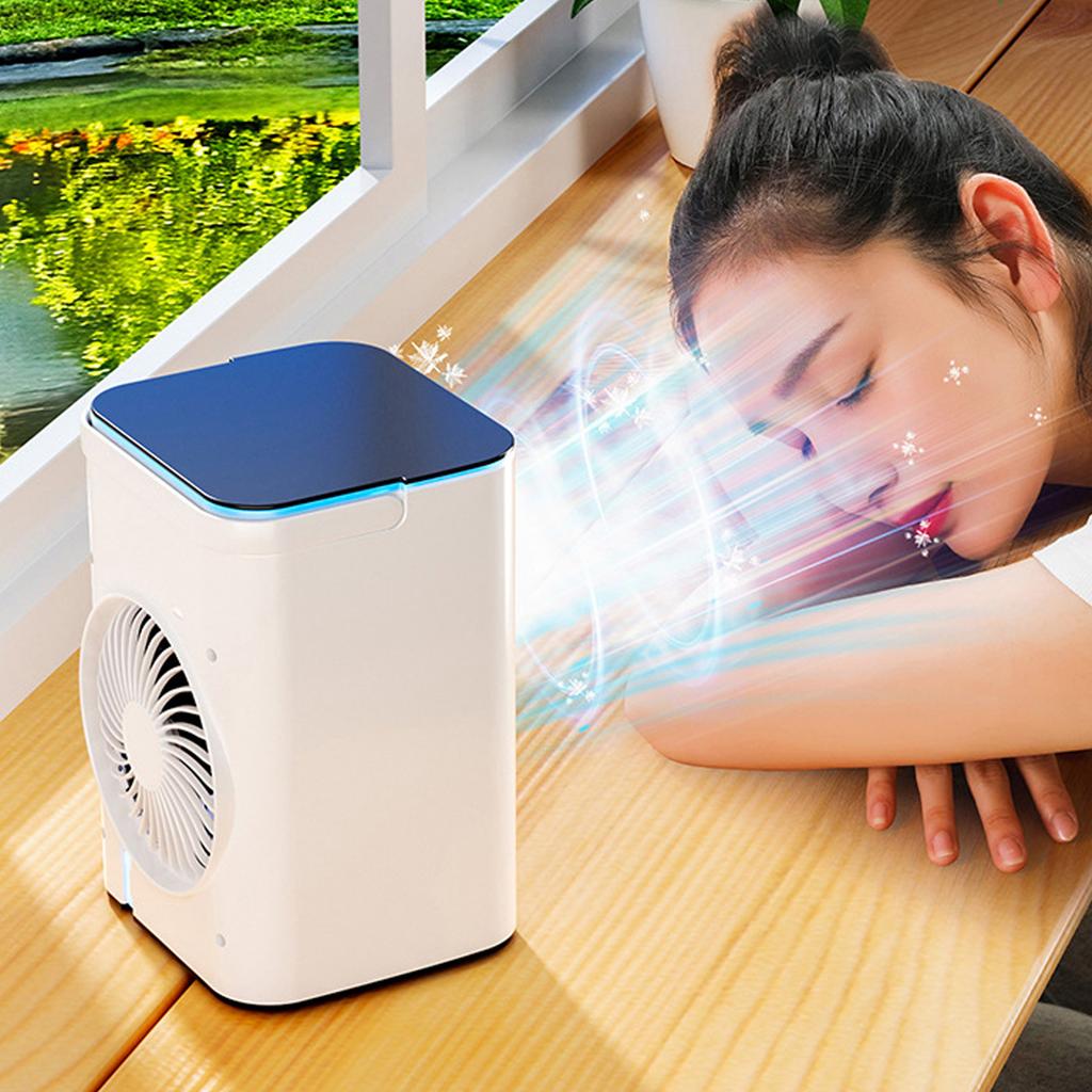 Miniature Desktop Humidifying Air Conditioner Fan Usb Rechargeable 900ML Water Tank Cooling Fan with Breathing Light
