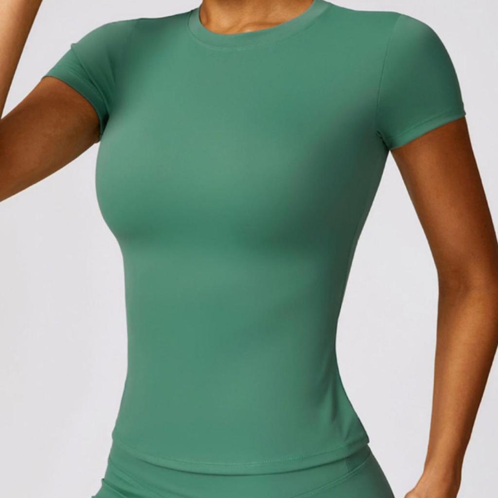 Top de fitness pentru yoga și alergare cu mânecă scurtă pentru femei, cu uscare rapidă