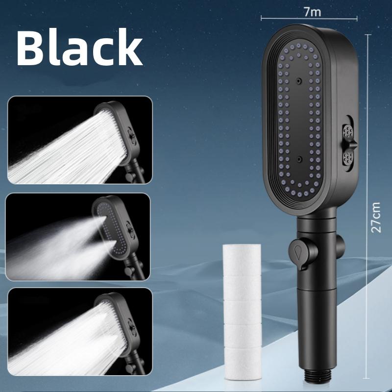 3 Mode Shower Head with Stop Button Flow Adjustable High Pressure Water Boost Shower Head Built In Filter Bathroom Accessories