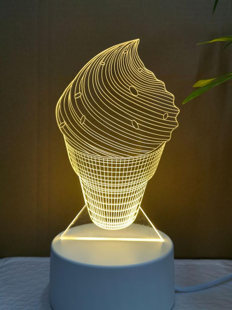 Creative 3D LED Night Light 7 Color Acrylic Veilleuse ABS Plastic Base LED Night Lamp for Children's Room Table Desk Use