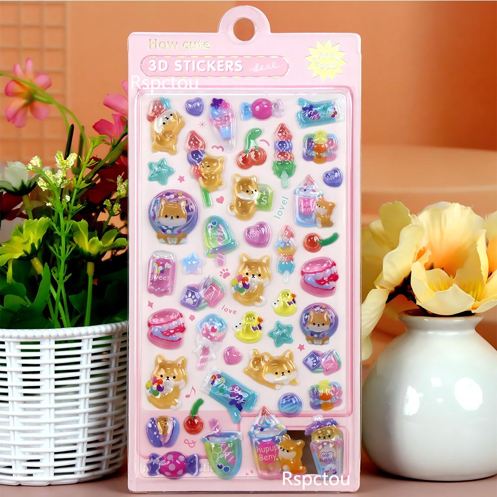 Милые Мультяшные Животные Серия 3D Объемные Наклейки Забавные Трехмерные Рельефные Наклейки Багаж Гитара Телефон Наклейки Декор