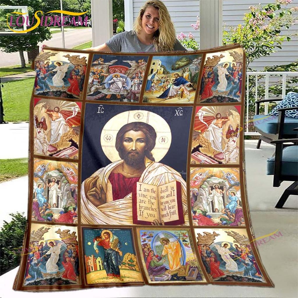 Jesus Blanket Virgin Mary Blanket Flannel Blanket Super Soft Throw Blankets for Bedroom Couch Sofa Gift Tv Blanket Bedding