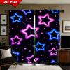 Bright And Colorful Star Patterns Print Drapes Room Darkening Window Curta Home Decor,Rod Pocket Blackout Curta Bedroom