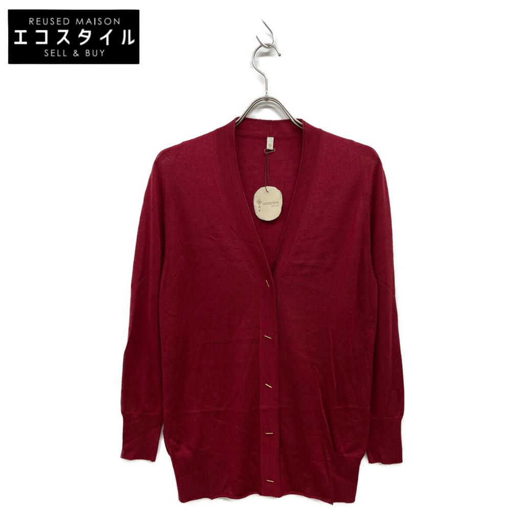 TOYOBOSHI Azuki NAEBA-STH cashmere silk 09IT-CS0003 knit cardigan tops F Deep redUsed