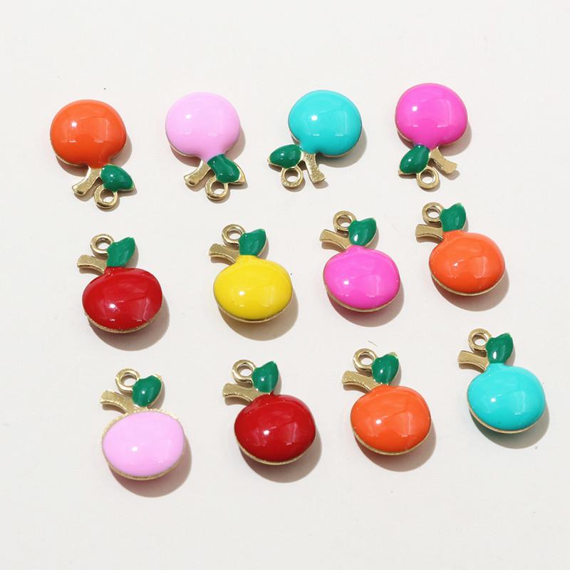 20pcs 11x8mm Stainless Steel Enamel Fruit Cherry Apple Charms Pendant for Earrings Necklace Bracelet DIY Jewelry Accessories