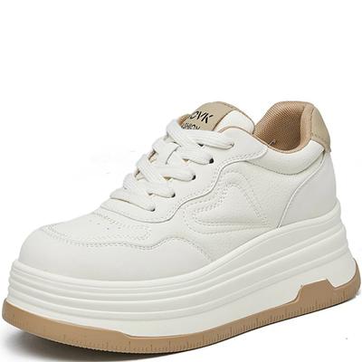 New Thick Soles Match Color Casual Board Shoes Female Students Anti-slip Wear-resistant Increase Breathable Sports Shoes
