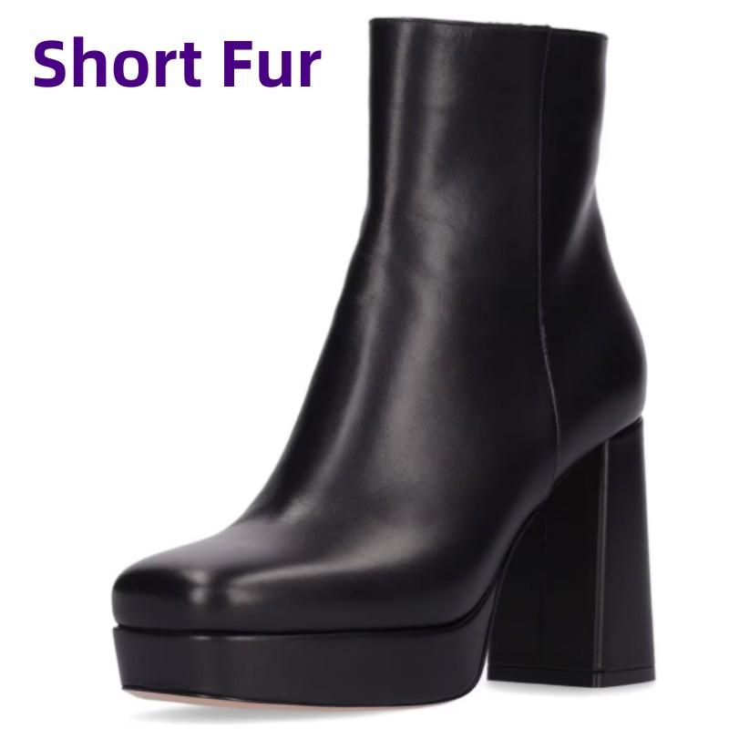 

Western Women s Ankle Boots 2025 Winter Genuine Leather Block Heels Chelsea Boots Black White Dance Party Shoes Large Size 45 39