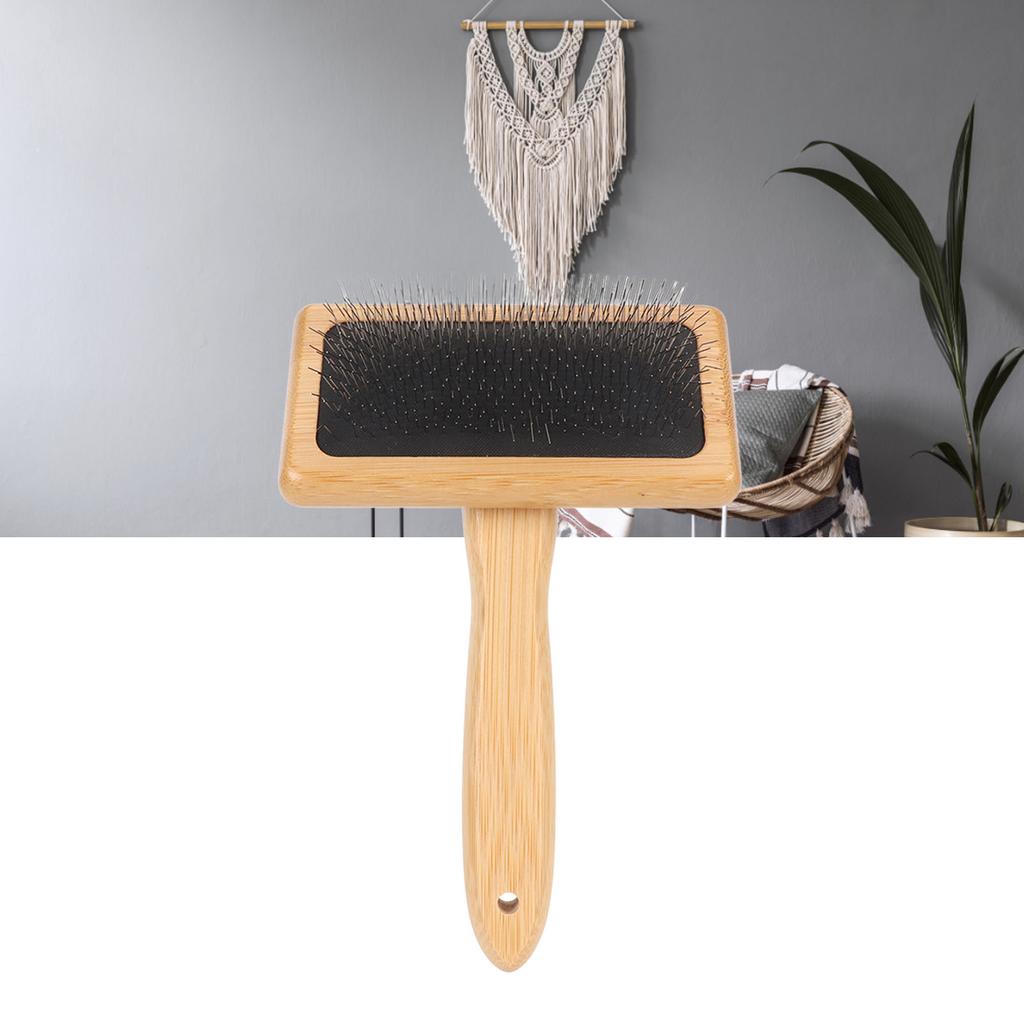 Macrame Slicker Comb with Hole   Bag Cushion Finely Polished Bamboo Cleaning Slicker Brush for Pet Tapestry