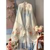 Chinese Tang Dynasty Style Hanfu Embroidered Large Sleeve Shirt HE ZI Skirt Daily Suit For Women