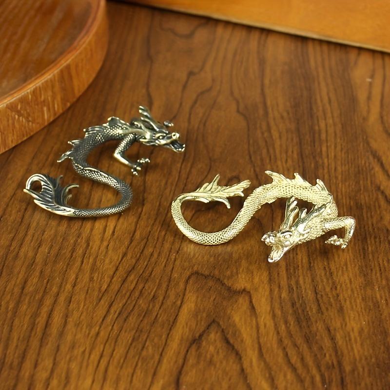 Miniature Exquisite Brass Dragon Figurine Delightful Home Office Decor Accent Unique Gift Idea for Holidays Special Occasions and Fantasy Enthusiasts