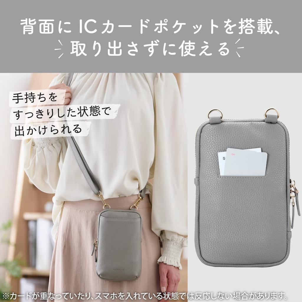 Elecom Pouzdro na chytrý telefon přes rameno řady MAPOCHE s kartáčovanou podšívkou, integrované pouzdro typu peněženka pro chytré telefony o velikosti až palců, jako je iPhone