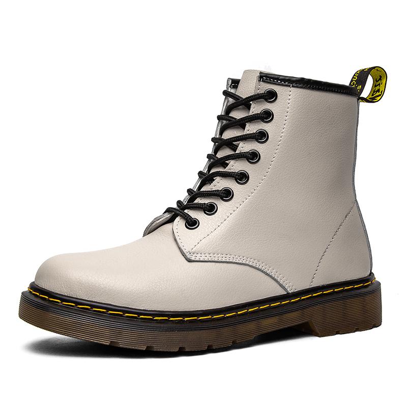 Men Ankle Boots Couple Thick Sole Designer Luxury Women Black Leather Short Boots Large Size Outdoor Work Boots Motorcycle Shoes