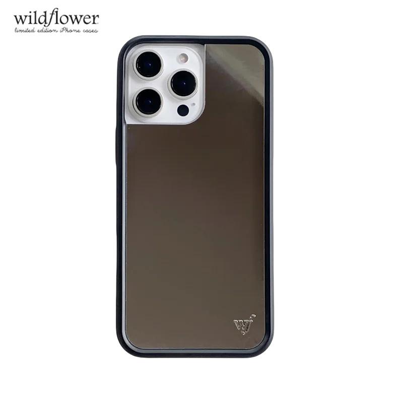 

2026 Wildflower 3D silver solid rivet girl makeup mirror face Cases Phone Case for iPhone 16 15 14 13 12 17Pro Max Plus WF Cover iPhone 13 Pro