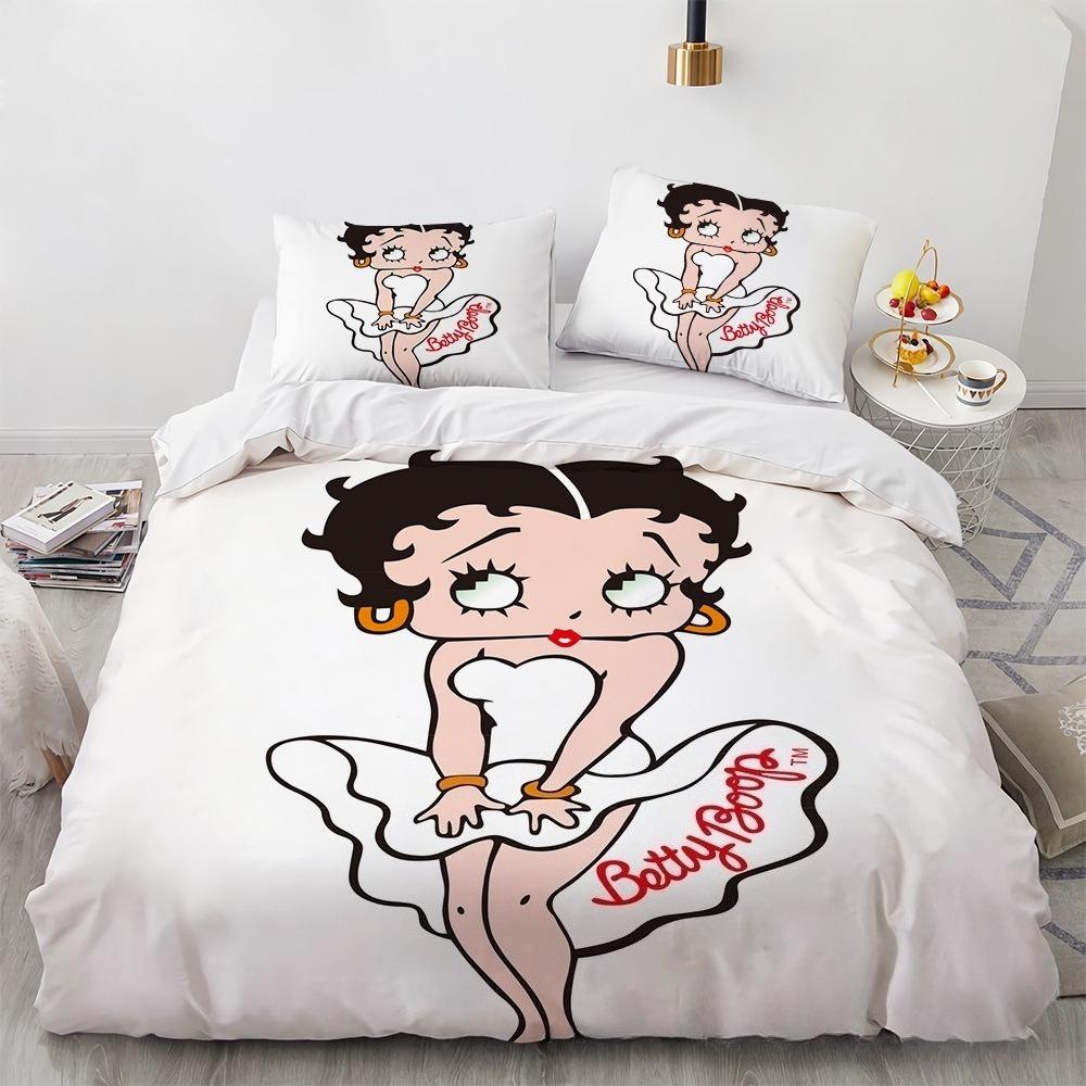Cartoon Betty Duvet Cover Pillowcase Bedding Set BoyGirl Bedroom Decoration ChildrenGift Single Double Large SizeZip Duvet Cove