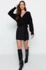 Women's Fashion New Sweater Black V-Neck Knitwear Sweater