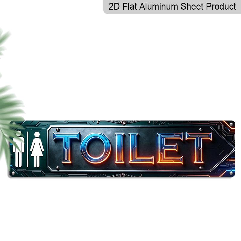 2D Flat 1pc, Metal Sign, Design Featuring a Vintage Metal 'Toilet' 15.7×3.94inch Sign with an Outline - Perfect for Rustic Floral Farmhouse Wall