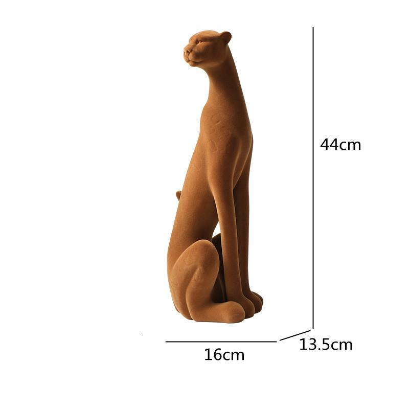 

Resin Flocking Leopard Animal Sculpture Cheetah Brown Flocking Leopard Pendant Decorative Figurines Home Decoration Accessories