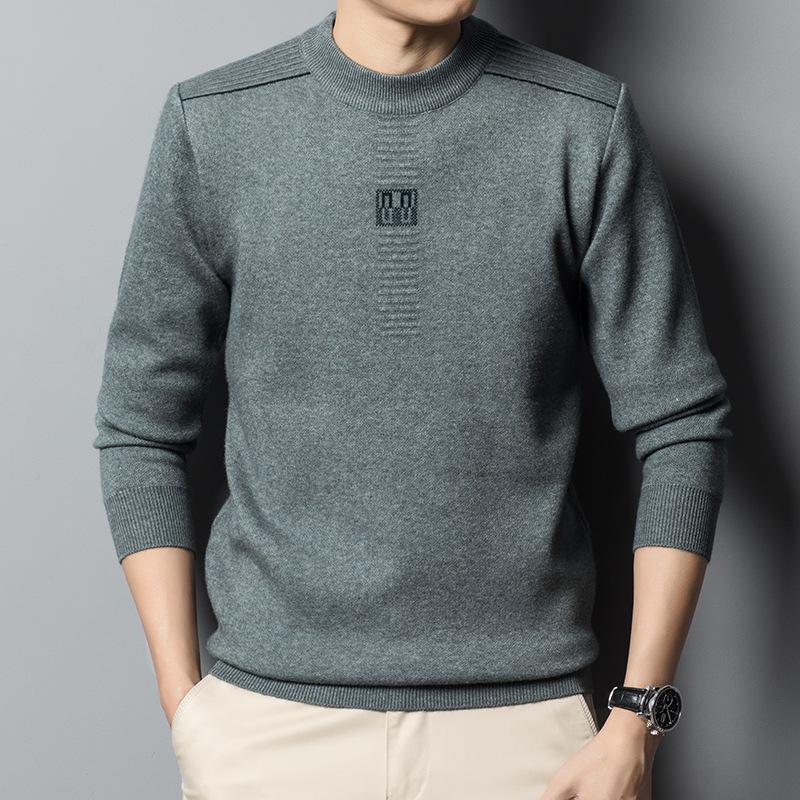 New Knitted Sweater Men's Anti-Pilling, Long Sleeve Crew Neck Bottom Shirt Autumn and Winter Casual Knitted Pullover