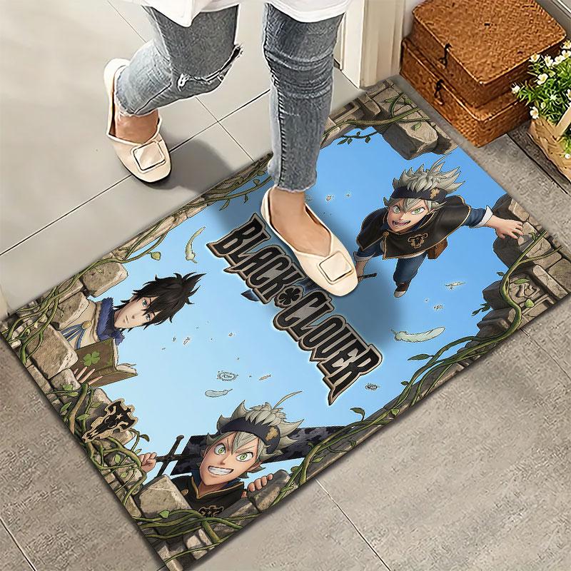Dywan Black Clover do salonu, sypialni, dekoracja sofy domowej, mata podłogowa antypoślizgowa dla dzieci