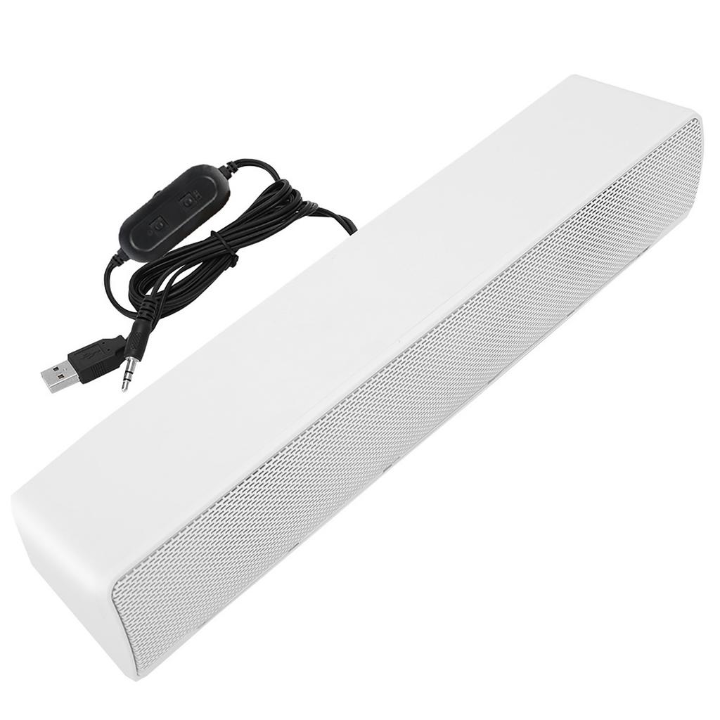 USB Wired Stereo Soundbar Music Player Bass Surround Sound Box 3.5mm Input for PC Cellphones
