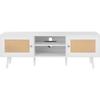 Rattan TV Stand for 65" TV Boho TV Stand with Build-in Socket White