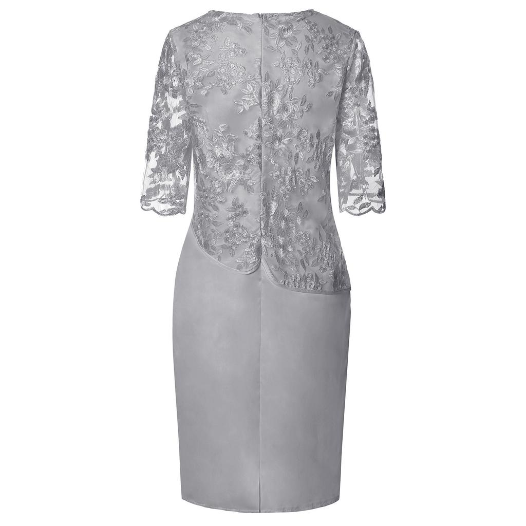 Summer Female Casual Beach Dresses Lace Short Sleeve Midi Dresses Plus Size Summer Dresses Women Cocktail Evening Party Dress
