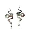 Gothic Punk Silver Color Stainless Steel Sun Hollowed-out Cobra Snake Crystal Pendant Dangle Earrings for Women Jewelry Gifts