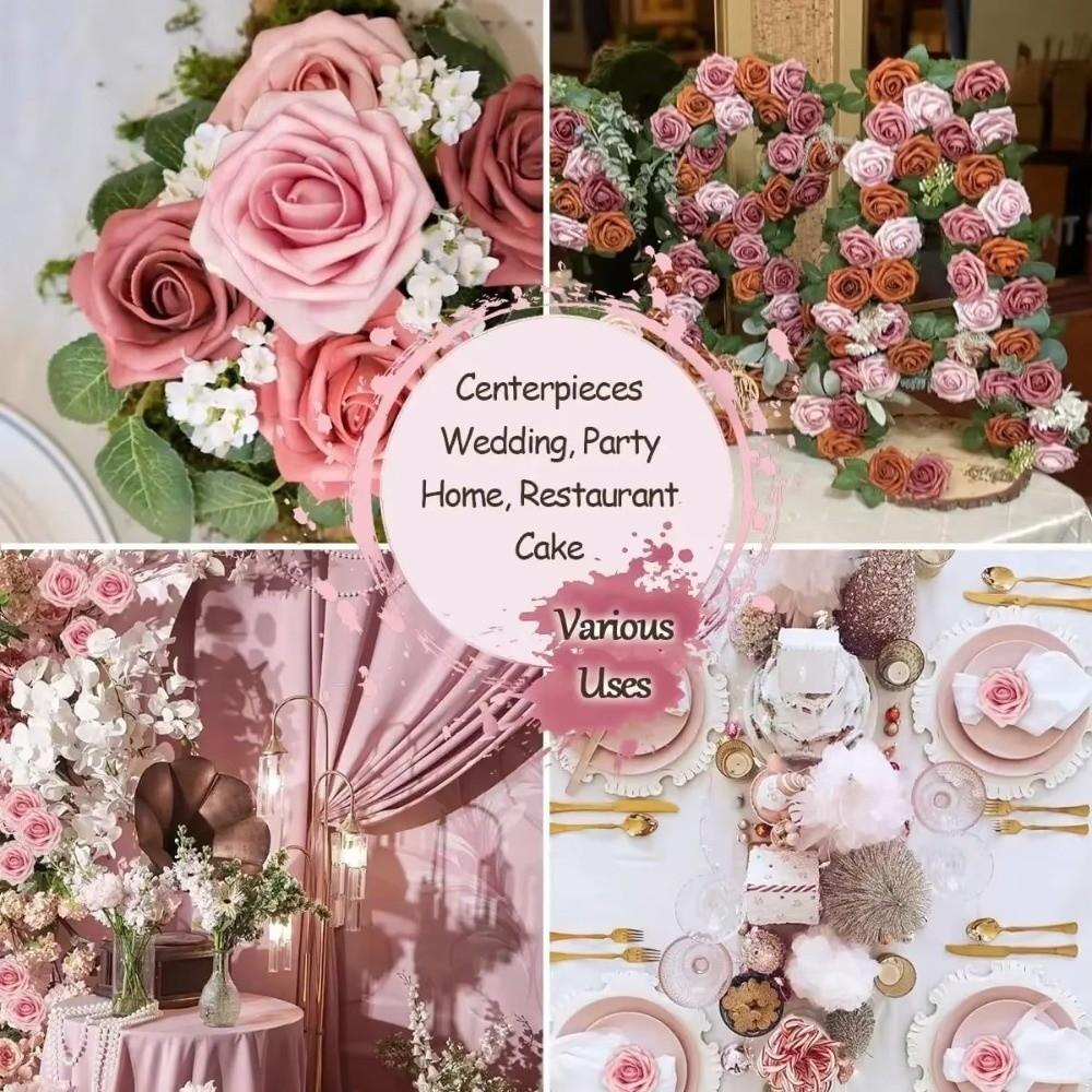 25Pcs Five Layer Rose Foam Rose Realistic Floral Foam Rose Heads  Wedding Decorations