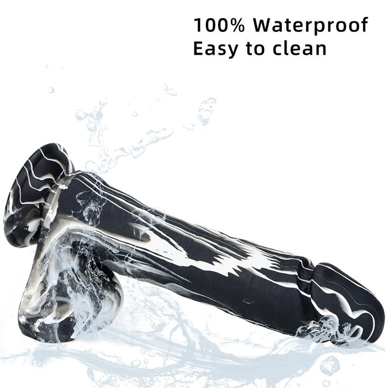 Simulation Liquid Silicone Phallus Sucker Oversized Super Soft Thick Black Female Big Penis Soft Sex Props Masturbation Stick