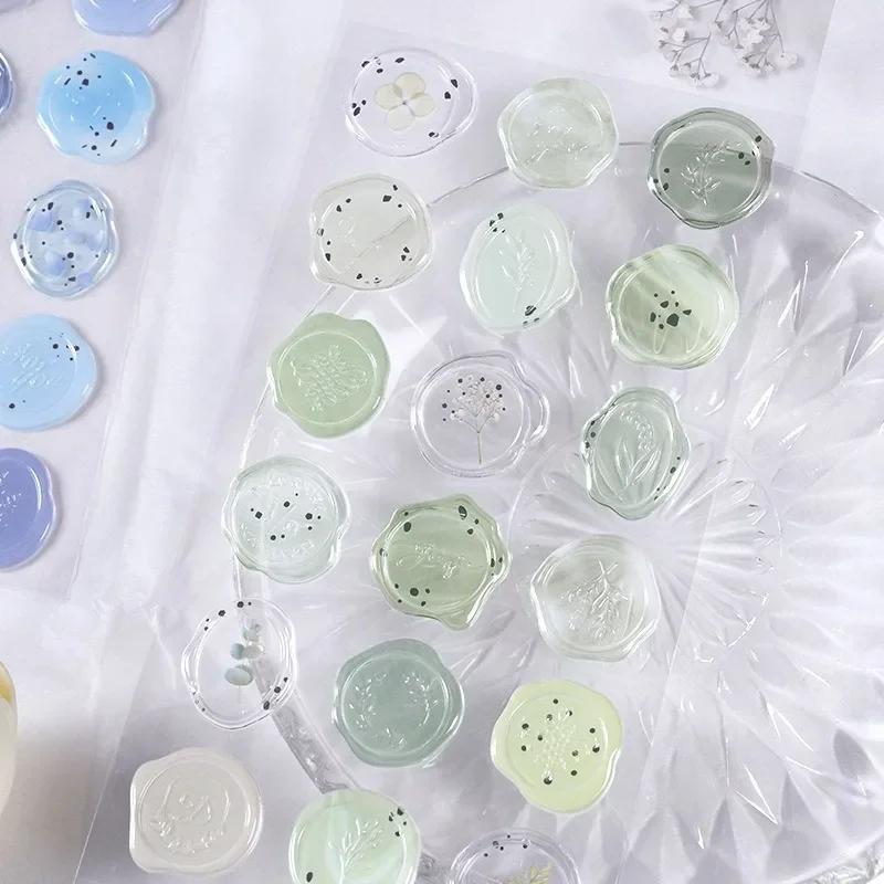 18pcs Wax Seal Stamp Stickers Envelope Sealing Tags DIY Wedding Party Invitation Card Postcards Decorations Korean Stationery