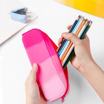 New Soft Silicone Pen Bag Gradient Color Large Capacity Pencil Case Learning Supplies Multifunctional Pen Storage Bag