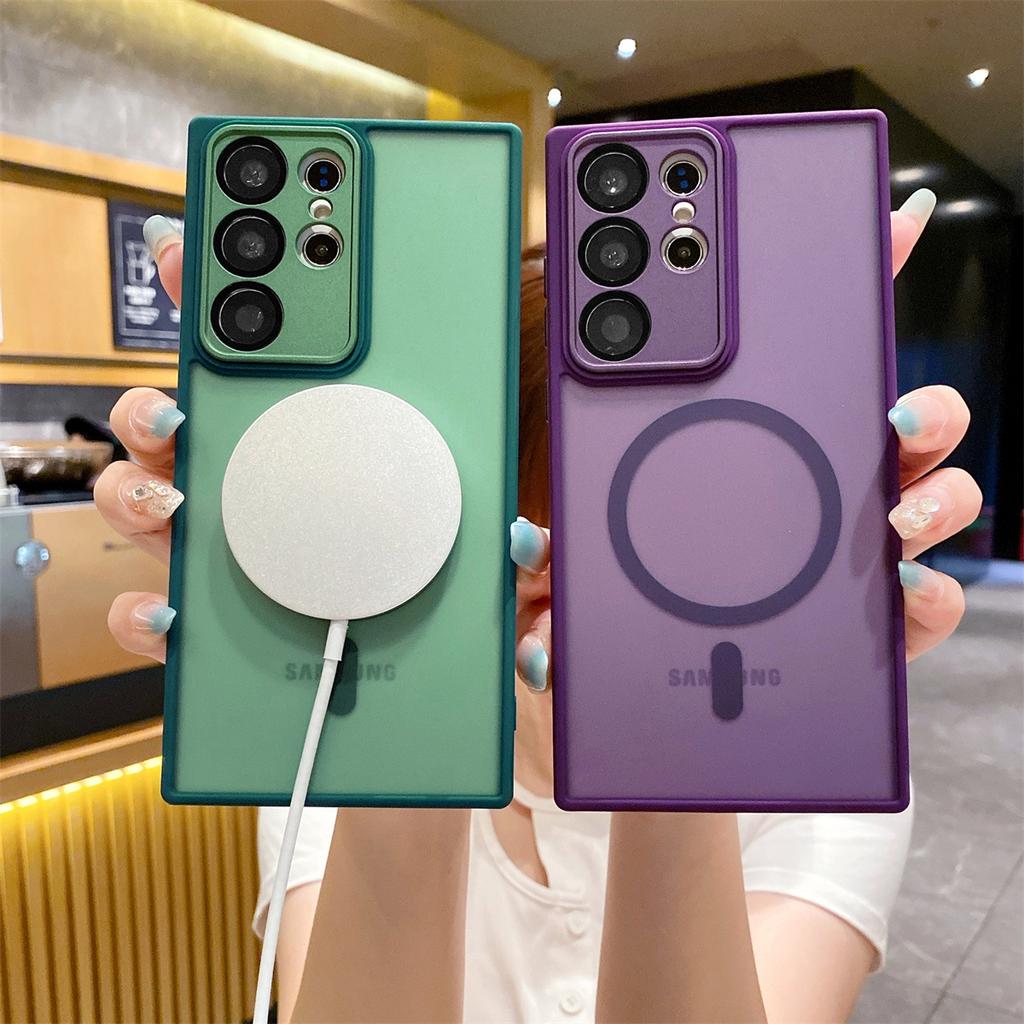 Suitable for Samsung S23Ultra Phone Case, S22 Skin-like Matte Magnetic Suction, S23plus Full-coverage Fine-hole Protective Case