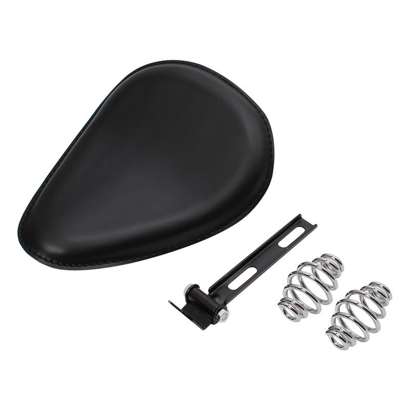 Motorcycle Black Spring Solo Seat + 3" Spring Mount Bracket Kit For Harley 48 Sportster XL883 1200 Bobber Chopper