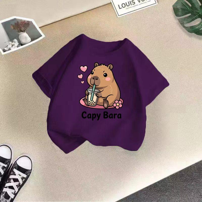 Children's Casual Short-sleeved T-shirt, Summer Boys' And Girls' Cute Capri Blouse