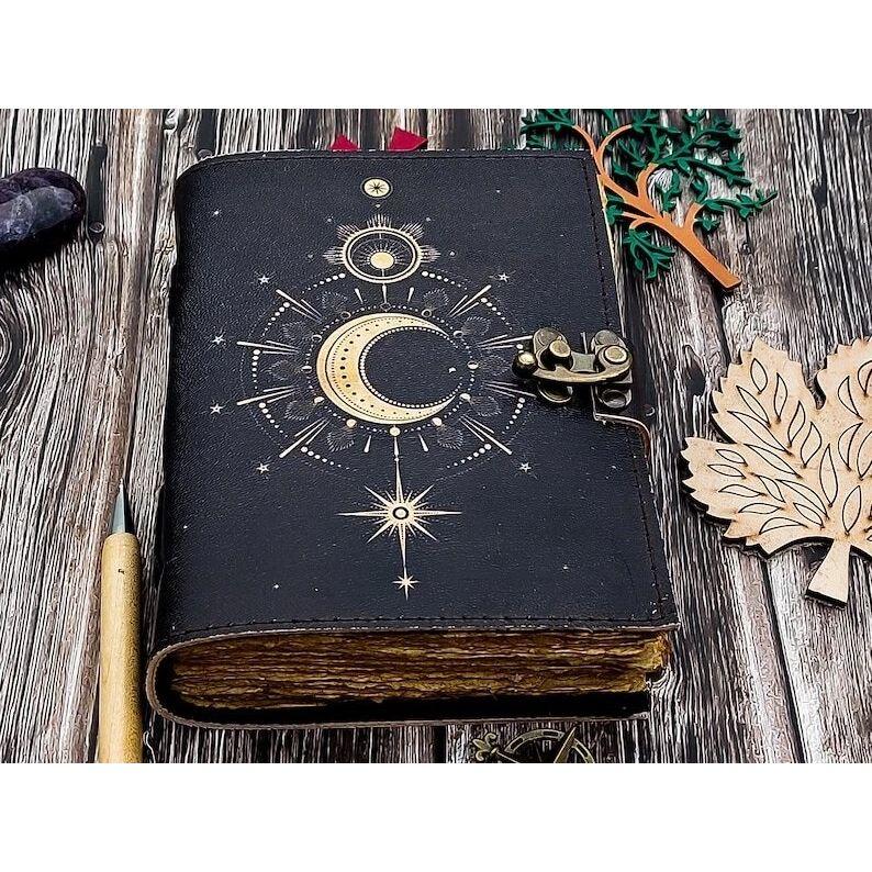 Handmade Leather journal antique deckle edge vintage paper traveling sketchbook