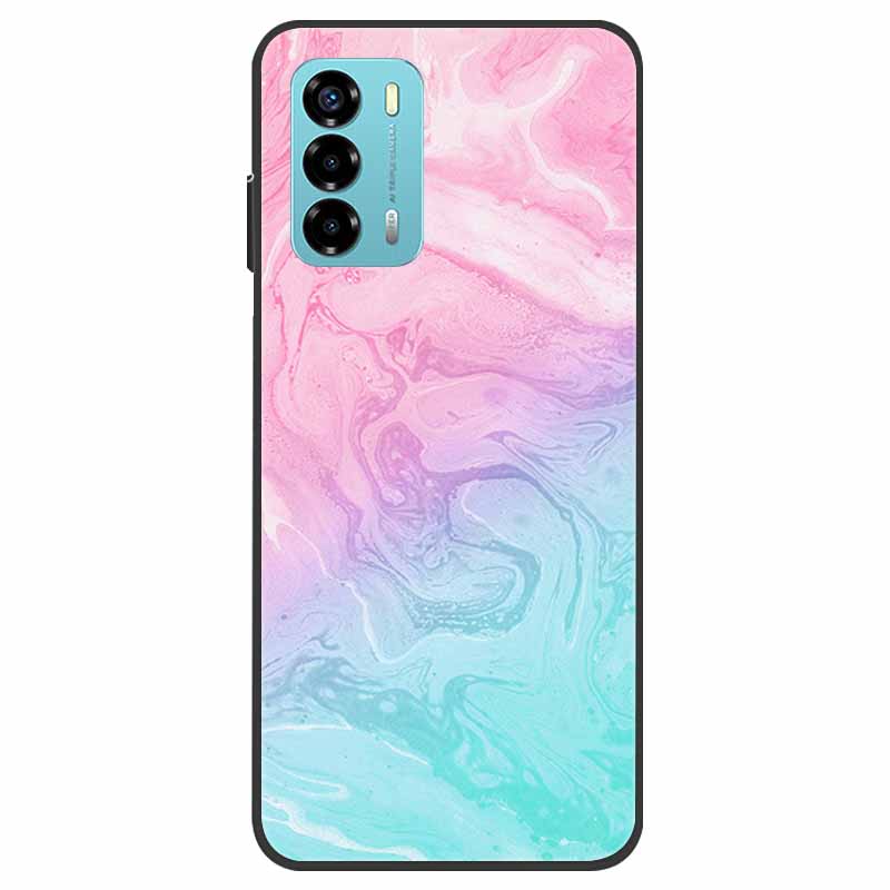 Custodia per ZTE Blade V40 Vita Fiore Marmo Nero Paraurti Morbido TPU Silicone Cover per ZTE V 40 Vita / Blade V40 Vita Custodie per Telefono