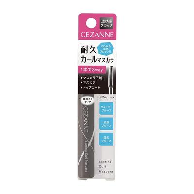 Cezanne Durable Curl Mascara 01 Schwarz 5,0g wischfest lange Fasern enthalten Doppelkamm transparentes Schwarz starker Schwung