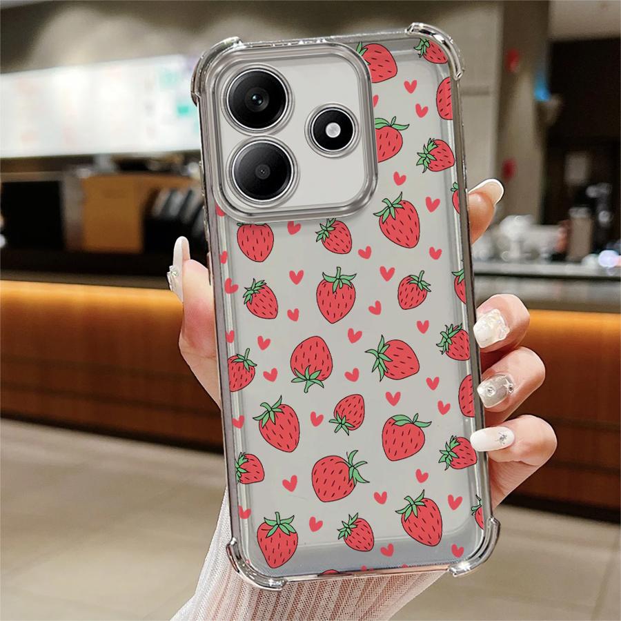 Cartoon Strawberry Pattern Phone Case for Redmi Note 12 Pro 14 10 Pro 11 10 Lite 10s 13 9Pro 11s 9S Soft Cover