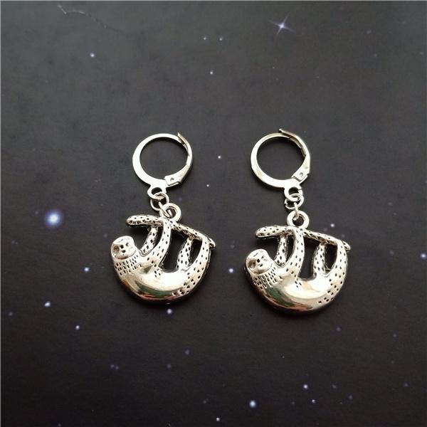 

Серьги-подвески в виде ленивца, серьги-клипсы в виде ленивца, креативный подарок, большие серьги-подвески, серьги с рычагом на спине в виде ленивца