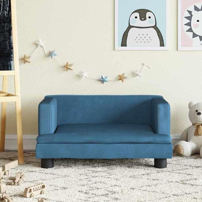 VidaXL Canapé pour enfants bleu 60x40x30 cm velours, mini canapé, mini canapé-chaise, mini canapé pour enfants 3196317