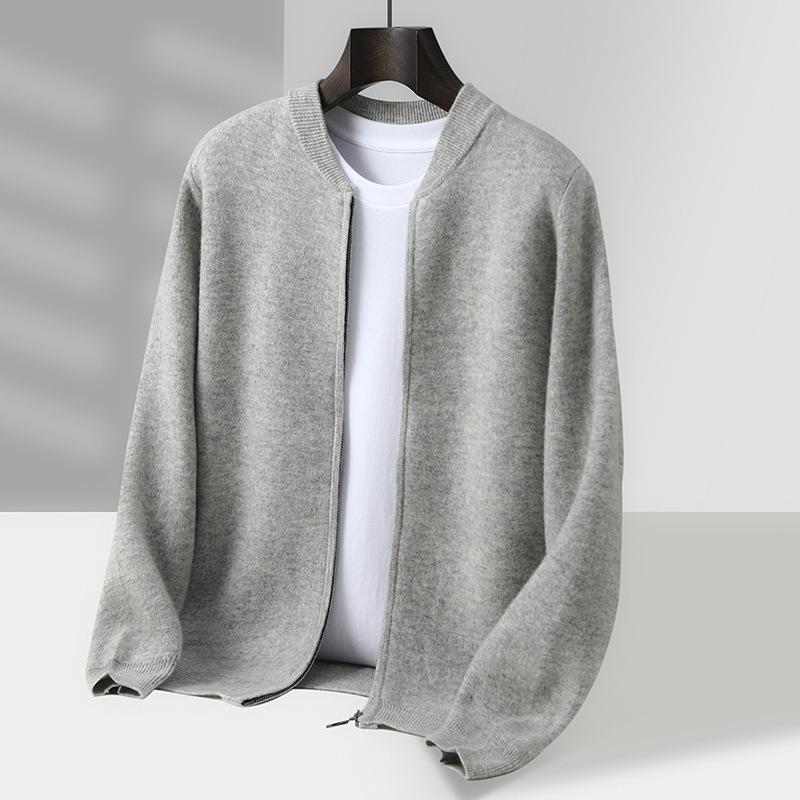 

Men s Thickened Wool Baseball Collar Cardigan Sweater Jacket 3XL світло-сірий колір